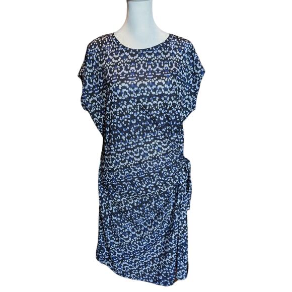 Nicole Miller Original Blue Abstract Faux Wrap T-Shirt Dress Large - Picture 4 of 7